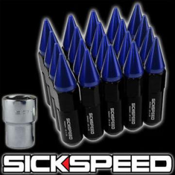 SICKSPEED 20 PC BLACK/BLUE SPIKED ALUMINUM 60MM LOCKING LUG NUTS 12X1.25 L12