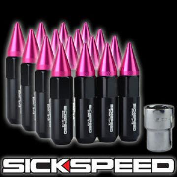 16 BLACK/PINK SPIKED ALUMINUM 60MM EXTENDED LOCKING LUG NUTS WHEELS 12X1.5 L16