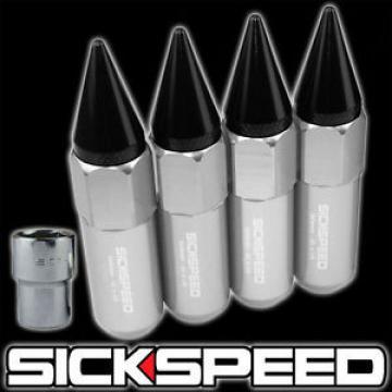 4 POLISHED/BLACK SPIKE ALUMINUM EXTENDED TUNER LOCKING LUG NUTS WHEEL 12X1.5 L20