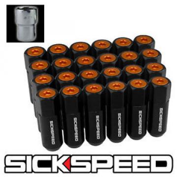 SICKSPEED 24 BLACK/ORANGE CAPS ALUMINUM 60MM LOCKING LUG NUTS WHEEL 12X1.25 L13