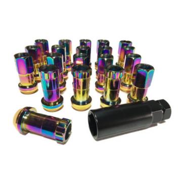 Lexus GS IS LS SC 20pc Steel Slim Extended Lug Nuts + Lock 12x1.5mm Neo Chrome