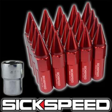 20 RED/RED SPIKED ALUMINUM EXTENDED 60MM LOCKING LUG NUTS WHEELS/RIMS 12X1.5 L07