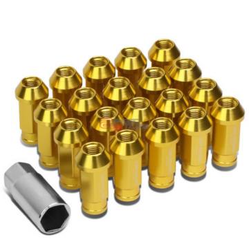 GOLD 50MM M12 X 1.5 ALUMINUM WHEEL RIM LOCK ACORN TUNER LUG NUT+ADAPTER KEY