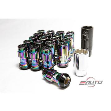 Kics R40 ICONIX 44mm 12x1.5 Rim Wheel Lug Nut w/ Cap &amp; Lock Key Kit Neo Chrome b