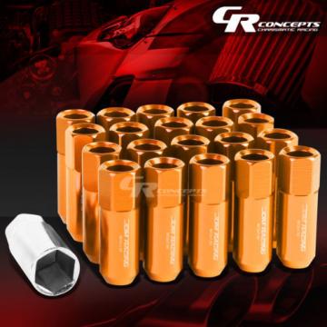 FOR CAMRY/CELICA/COROLLA 20X EXTENDED ACORN TUNER WHEEL LUG NUTS+LOCK+KEY ORANGE