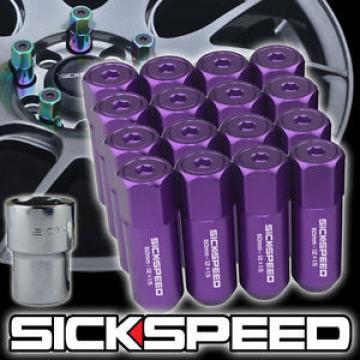 16 PURPLE CAPPED ALUMINUM 60MM EXTENDED TUNER LOCKING LUG NUTS WHEELS 12X1.5 L16