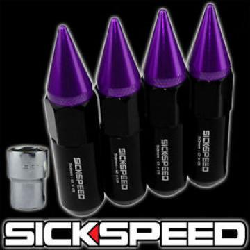 4 BLACK/PURPLE SPIKED ALUMINUM EXTENDED TUNER 60MM LOCKING LUG NUTS 12X1.5 L01