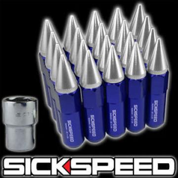 20 BLUE/POLISHED SPIKED ALUMINUM EXTEND LOCKING 60MM LUG NUTS WHEELS 12X1.5 L07