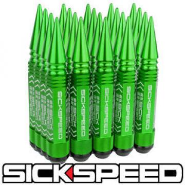 SICKSPEED 20 PC GREEN 5 1/2&#034; LONG SPIKED STEEL LOCKING LUG NUTS 12X1.5 L17