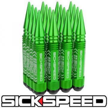 SICKSPEED 16 PC GREEN 5 1/2&#034; LONG SPIKED STEEL LOCKING LUG NUTS 12X1.25 L11