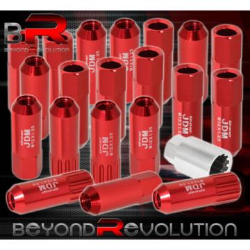 FOR NISSAN 12x1.25MM LOCKING LUG NUTS OPEN END EXTENDED 20 PIECES + KEY KIT RED