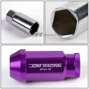 20X RACING RIM ACORN TUNER ALUMINUM WHEEL LOCK LUG NUTS + 1X ADAPTER KEY PURPLE