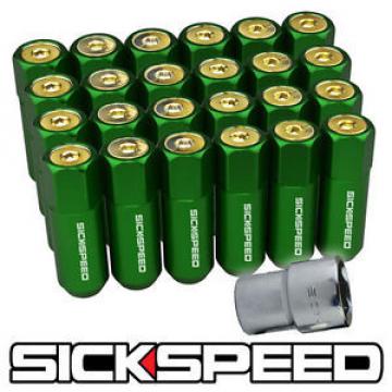 SICKSPEED 24 GREEN/24K GOLD CAPPED 60MM LOCKING LUG NUTS FOR WHEELS 14X1.5 L19