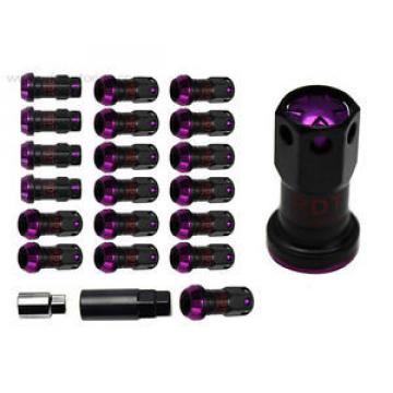 Ford Focus Fusion 20pc Steel Slim Extended Lug Nuts + Lock 12x1.5m Purple Closed