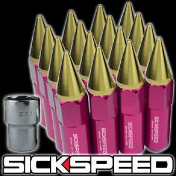 SICKSPEED 16 PC PINK/24K GOLD SPIKED ALUMINUM 60MM LOCKING LUG NUTS 12X1.25 L11