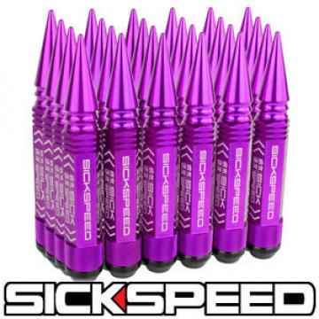 SICKSPEED 24 PC PURPLE 5 1/2&#034; LONG SPIKED STEEL LOCKING  LUG NUTS 12X1.25 L13