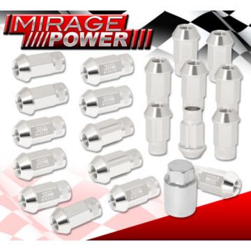 Universal M12X1.5Mm Locking Lug Nuts Wheel Extended Aluminum 20 Piece Set Silver