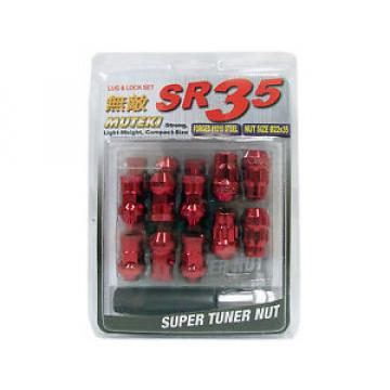 MUTEKI SR35 20PCS WHEELS TUNER LUG + LOCK NUTS (CLOSE END/12X1.25/RED)