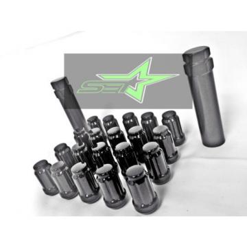 24 BLACK 6 SPLINE LUG NUTS + KEY | 12X1.5 | FITS TOYOTA FJ TACOMA TUNDRA 4RUNNER