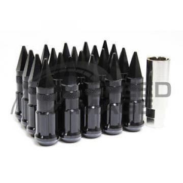 Z RACING BLACK DRAG SPIKE STEEL LUG NUTS SET 12X1.25 TUNER 20 PC SUBARU KEY