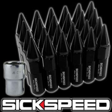 SICKSPEED 24 PC BLACK SPIKED ALUMINUM EXTENDED 60MM LOCKING LUG NUTS 1/2x20 L23