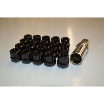 NNR Type M Steel Wheel Lug Nuts &amp; Locks Open Ended Black 22mm 12x1.5 20pcs