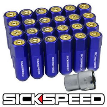 SICKSPEED 24 PC BLUE/24K GOLD CAPPED 60MM LOCKING LUG NUTS FOR WHEELS 14X1.5 L19