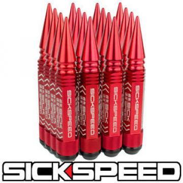 SICKSPEED 16 PC RED 5 1/2&#034; LONG SPIKED STEEL LOCKING LUG NUTS 12X1.25 L11