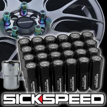 SICKSPEED 24 PC BLACK/POLISHED CAPS ALUMINUM 60MM LOCKING LUG NUTS 12X1.25 L13