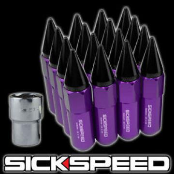 16 PURPLE/BLACK SPIKE ALUMINUM 60MM EXTENDED LOCKING LUG NUTS WHEELS 12X1.5 L16