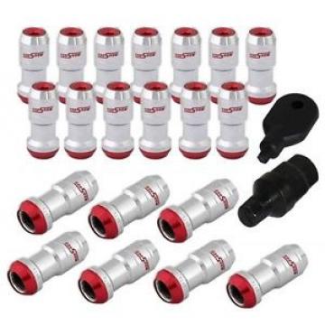 Universal 20 Piece M12 x 1.5&#034; Open Dual Lock Wheel/Rim Lug Nut Bolts CHROME/RED