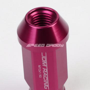 20X RACING RIM 50MM OPEN END ANODIZED WHEEL LUG NUT+ADAPTER KEY PINK