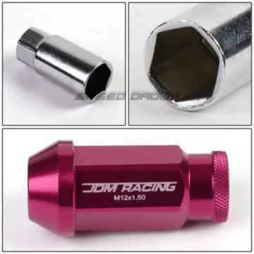 20X RACING RIM 50MM OPEN END ANODIZED WHEEL LUG NUT+ADAPTER KEY PINK