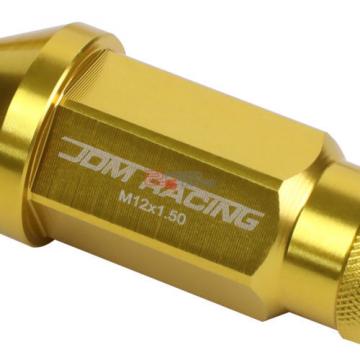 GOLD 50MM M12 X 1.5 ALUMINUM WHEEL RIM LOCK ACORN TUNER LUG NUT+ADAPTER KEY