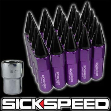 20 PURPLE/BLACK SPIKED ALUMINUM EXTENDED 60MM LOCKING LUG NUTS WHEELS 12X1.5 L07