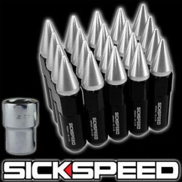 20 BLACK/POLISH SPIKED ALUMINUM EXTENDED 60MM LOCKING LUG NUTS WHEELS 12X1.5 L17