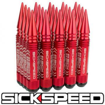 SICKSPEED 20 PC RED 5 1/2&#034; LONG SPIKED STEEL LOCKING LUG NUTS 12X1.25 L12