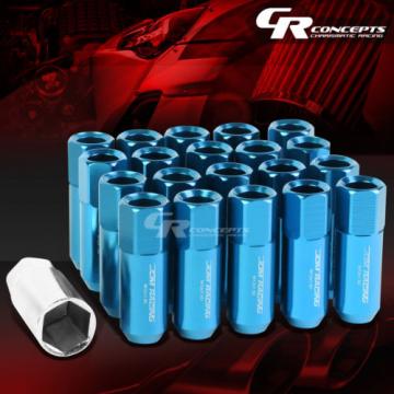 20X RACING RIM EXTENDED ACORN TUNER  WHEEL LOCK LUG NUTS+ADAPTER KEY LIGHT BLUE