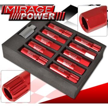 (20 PIECES) UNIVERSAL M12x1.25 ALUMINUM TUNER WHEEL LUG NUTS RED + LOCKING KEY