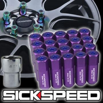 20 PURPLE/BLUE CAPPED ALUMINUM EXTENDED 60MM LOCKING LUG NUTS WHEELS 12X1.5 L17