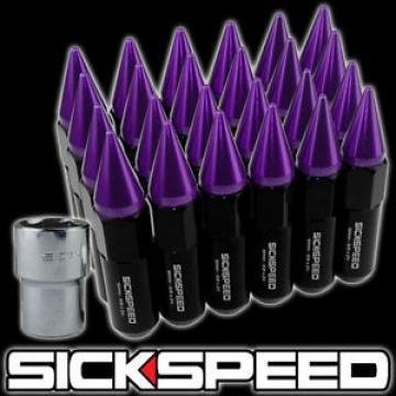 SICKSPEED 24 PC BLACK/PURPLE SPIKED ALUMINUM 60MM LOCKING LUG NUTS 12X1.25 L13