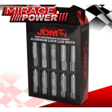 (20 PIECES) UNIVERSAL M12x1.5 ALUMINUM TUNER WHEEL LUG NUTS GRAY + LOCKING KEY