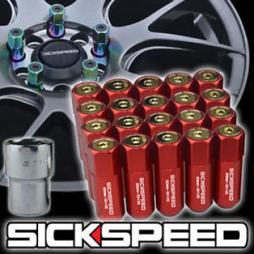 SICKSPEED 20 PC RED/24K GOLD CAPPED ALUMINUM LOCKING LUG NUTS WHEELS 12X1.25 L12