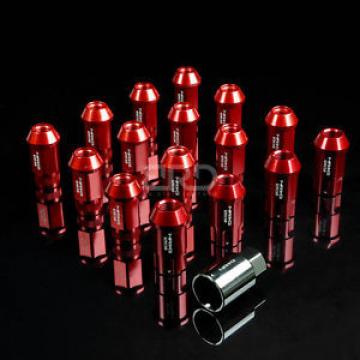 NRG ANODIZED ALUMINUM OPEN END TUNER WHEEL LUG NUTS LOCK M12x1.5 RED 16 PC+KEY