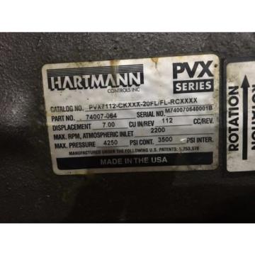 HARTMANN HYDRAULIC , PVX SERIES, CAT#PVX7112CKXXX20FL/FLRCXXXX, NEWIB Pump