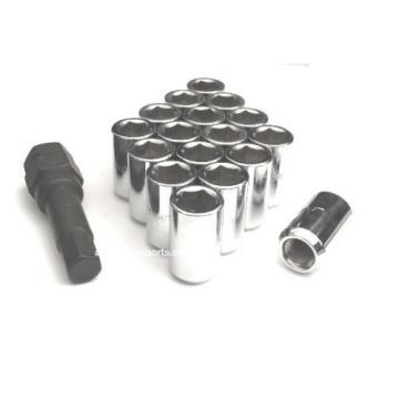 (16) 14x2 TUNER LUG NUTS ACORN OPEN END 6 POINT KEY WHEEL LOCKS CHROME