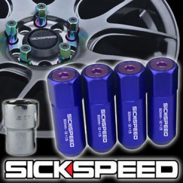 4 BLUE/PURPLE CAPPED ALUMINUM EXTENDED 60MM LOCKING LUG NUTS WHEELS 12X1.5 L01