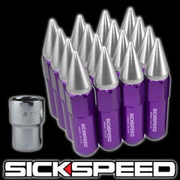 SICKSPEED 16 PC PURPLE/POLISHED SPIKED 60MM EXTENDED LOCKING LUG NUTS 1/2x20 L30