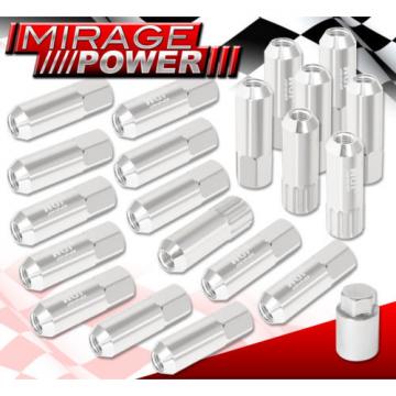 FOR SUZUKI M12x1.25 LOCKING LUG NUTS OPEN END EXTENDED 20 PIECES +KEY KIT SILVER