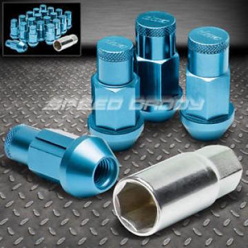 20X RACE RIM EXTENDED ANODIZED WHEEL LUG NUT+LOCK+SOCKET FOR SUBARU/NISSAN BLUE